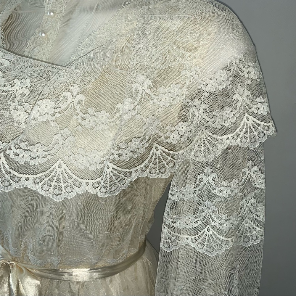 v i n t a g e :: Romantic Cottagecore Floral Lace Maxi Dress Bishop Sleeves - Picture 5 of 16